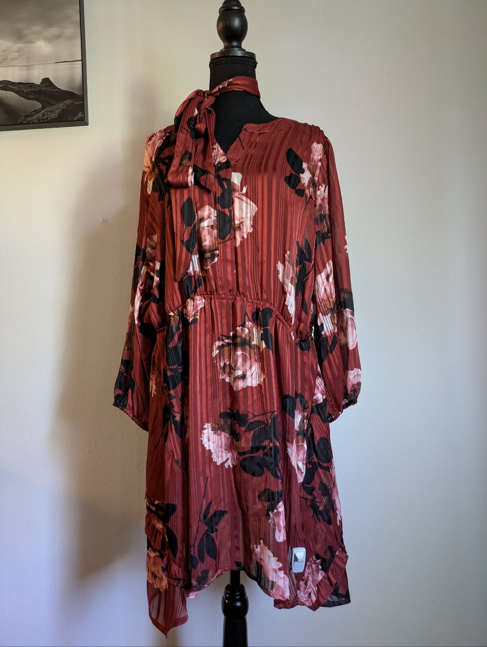Simply Vera Vera Wang Floral Long Sleeve Belted Dress XXL - Picture 6 of 7
